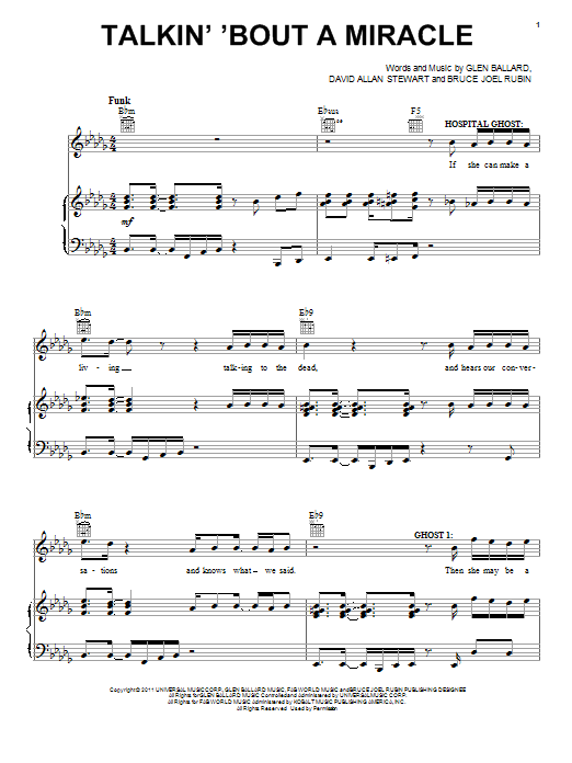 Download Glen Ballard Talkin' 'Bout A Miracle Sheet Music and learn how to play Piano, Vocal & Guitar (Right-Hand Melody) PDF digital score in minutes