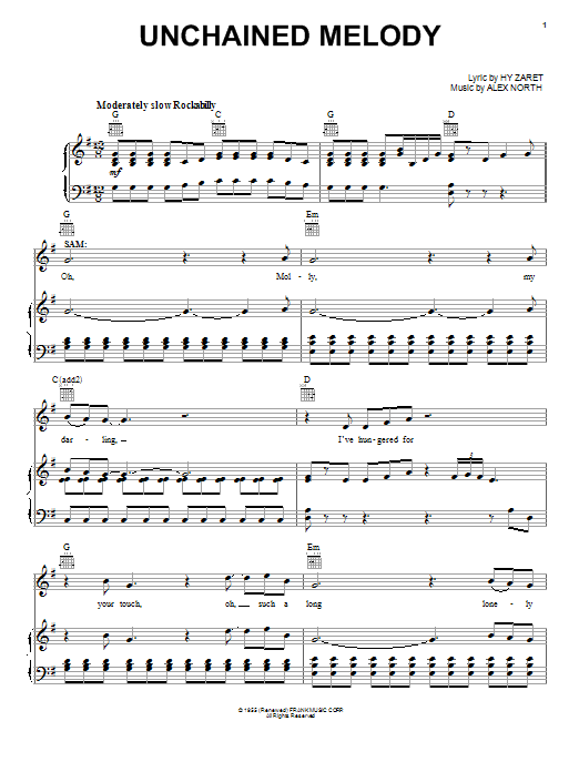 Download Glen Ballard Unchained Melody Sheet Music and learn how to play Piano, Vocal & Guitar (Right-Hand Melody) PDF digital score in minutes