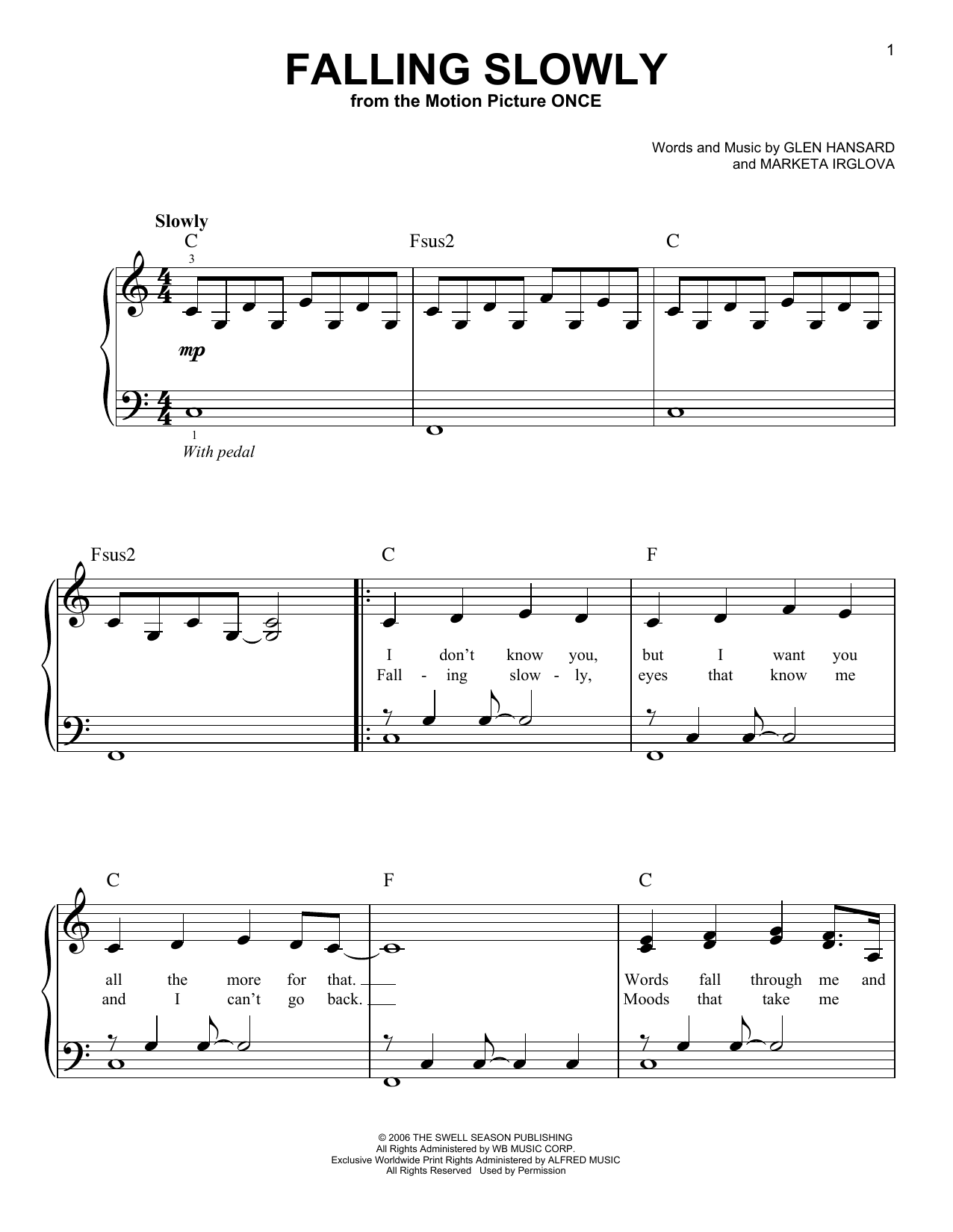 Download Glen Hansard Falling Slowly Sheet Music and learn how to play Guitar Lead Sheet PDF digital score in minutes
