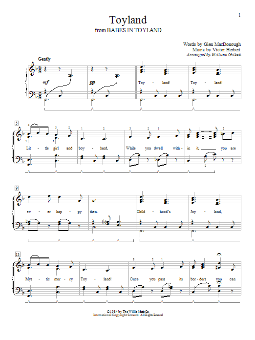 Download Glen MacDonough Toyland Sheet Music and learn how to play Melody Line, Lyrics & Chords PDF digital score in minutes