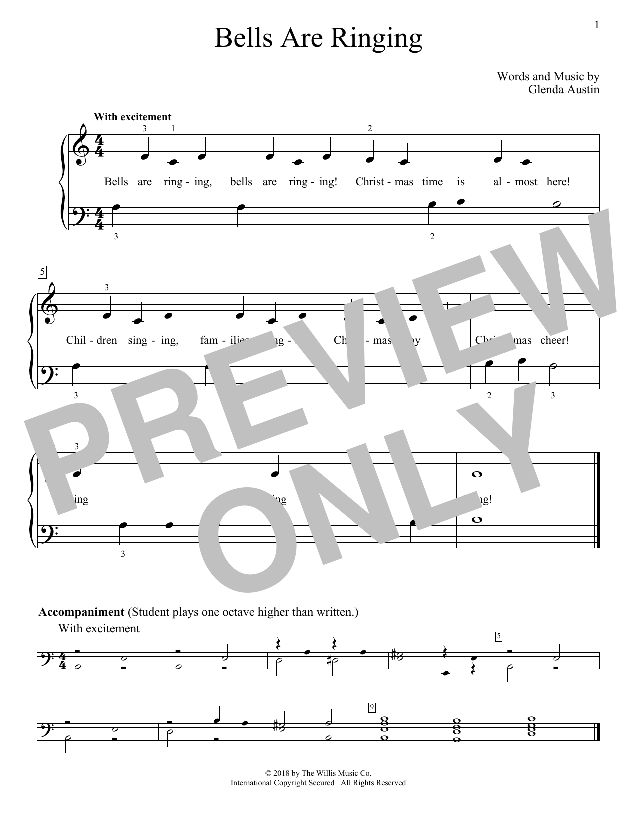 Download Glenda Austin Bells Are Ringing Sheet Music and learn how to play Educational Piano PDF digital score in minutes