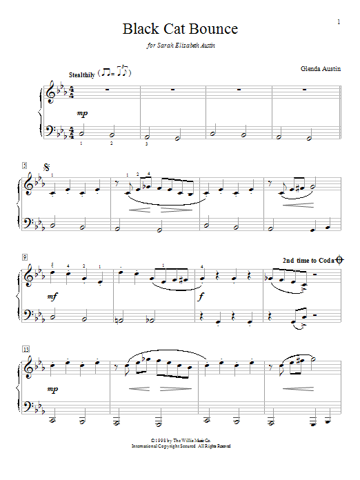 Download Glenda Austin Black Cat Bounce Sheet Music and learn how to play Easy Piano PDF digital score in minutes
