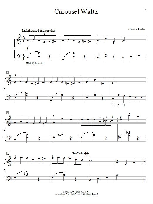 Download Glenda Austin Carousel Waltz Sheet Music and learn how to play Easy Piano PDF digital score in minutes