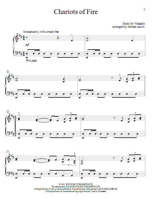 Download Vangelis Chariots Of Fire Sheet Music and learn how to play Easy Piano PDF digital score in minutes