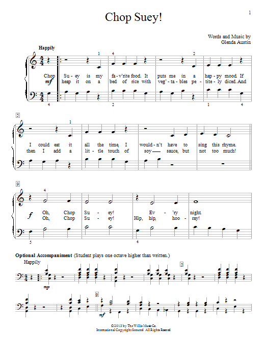 Download Glenda Austin Chop Suey! Sheet Music and learn how to play Easy Piano PDF digital score in minutes