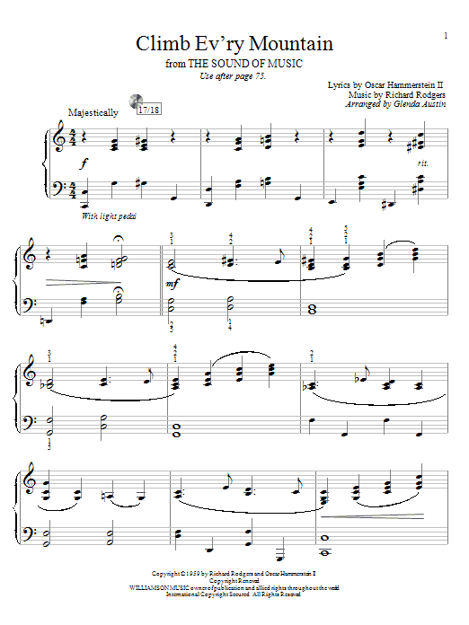 Download Rodgers & Hammerstein Climb Ev'ry Mountain Sheet Music and learn how to play Easy Piano PDF digital score in minutes