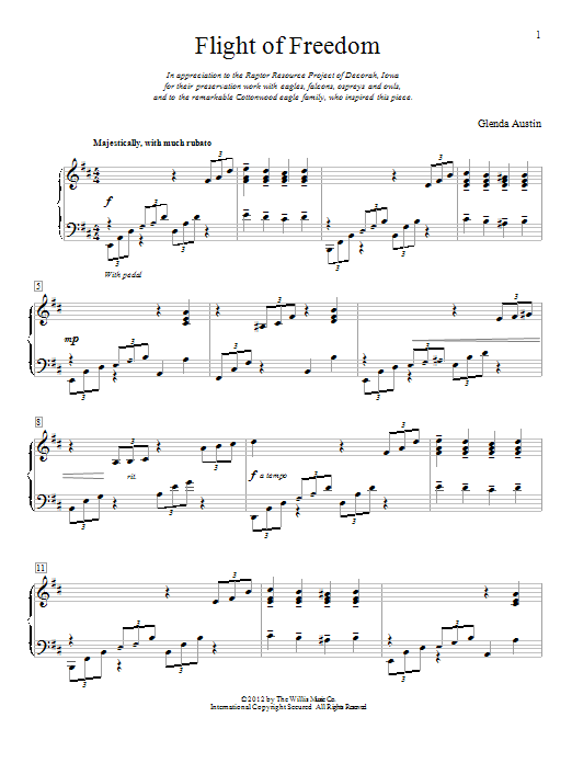 Download Glenda Austin Flight Of Freedom Sheet Music and learn how to play Easy Piano PDF digital score in minutes