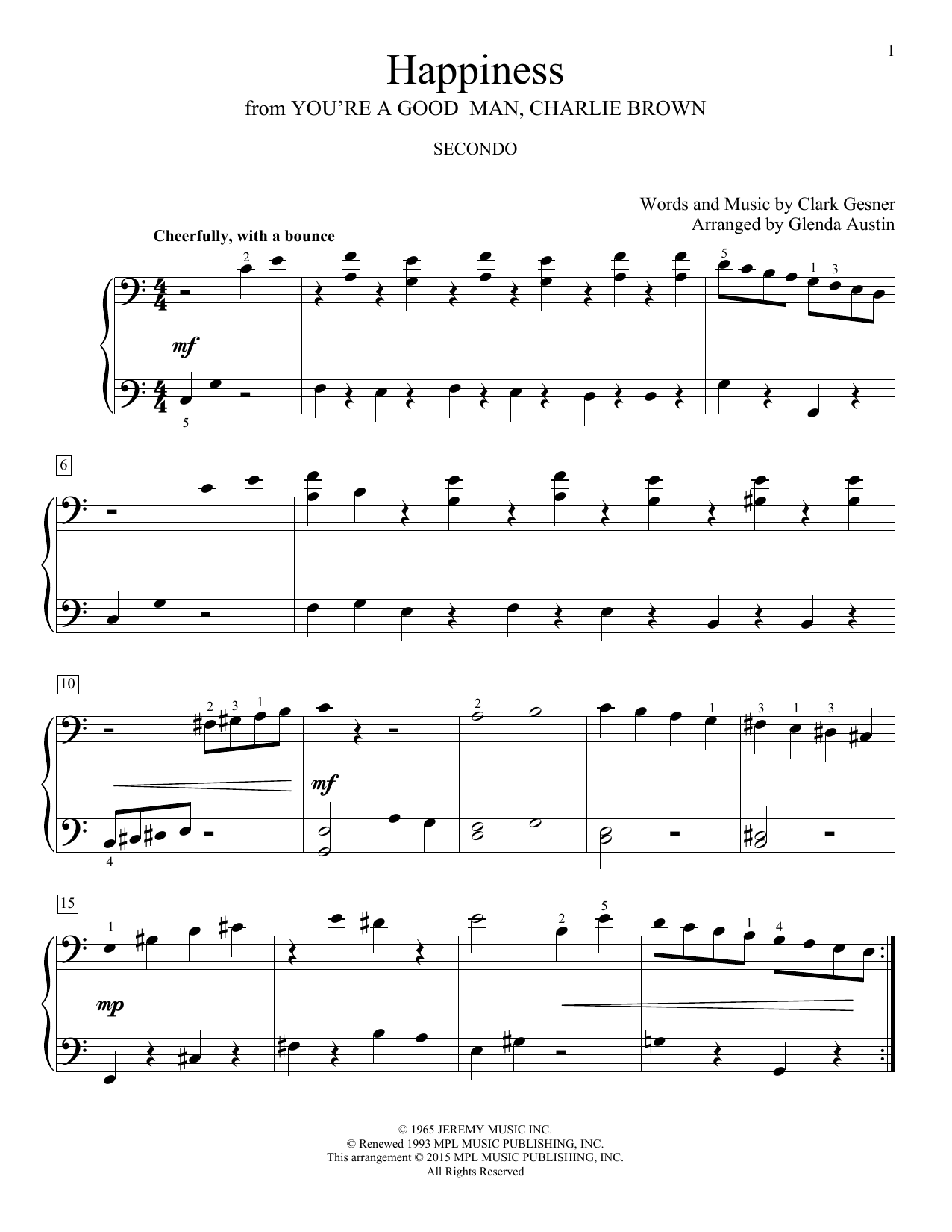 Download Glenda Austin Happiness Sheet Music and learn how to play Piano Duet PDF digital score in minutes
