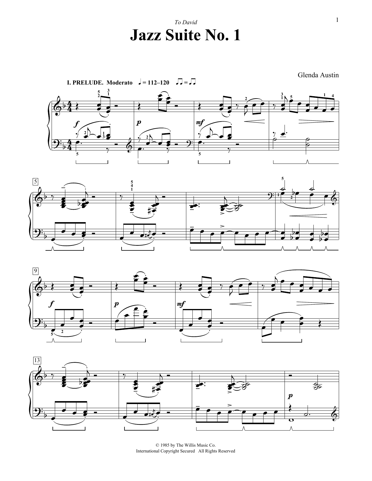 Download Glenda Austin Jazz Suite No. 1 Sheet Music and learn how to play Educational Piano PDF digital score in minutes