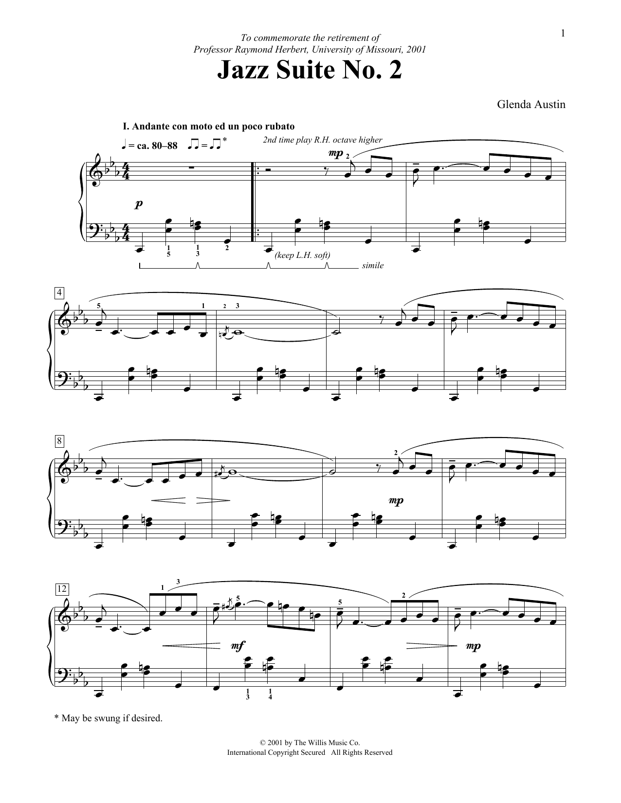 Download Glenda Austin Jazz Suite No. 2 Sheet Music and learn how to play Educational Piano PDF digital score in minutes