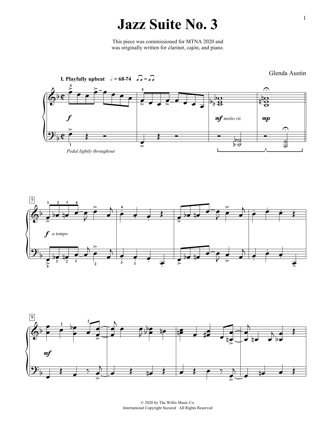 Download Glenda Austin Jazz Suite No. 3 Sheet Music and learn how to play Educational Piano PDF digital score in minutes