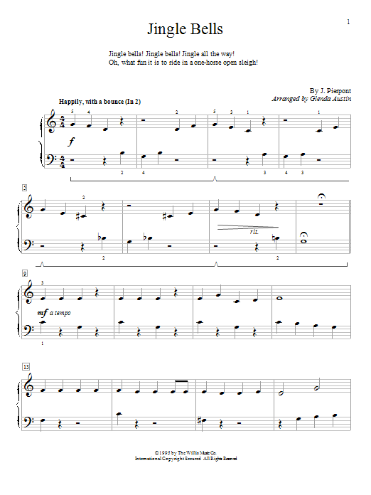 Download Glenda Austin Jingle Bells Sheet Music and learn how to play Piano PDF digital score in minutes