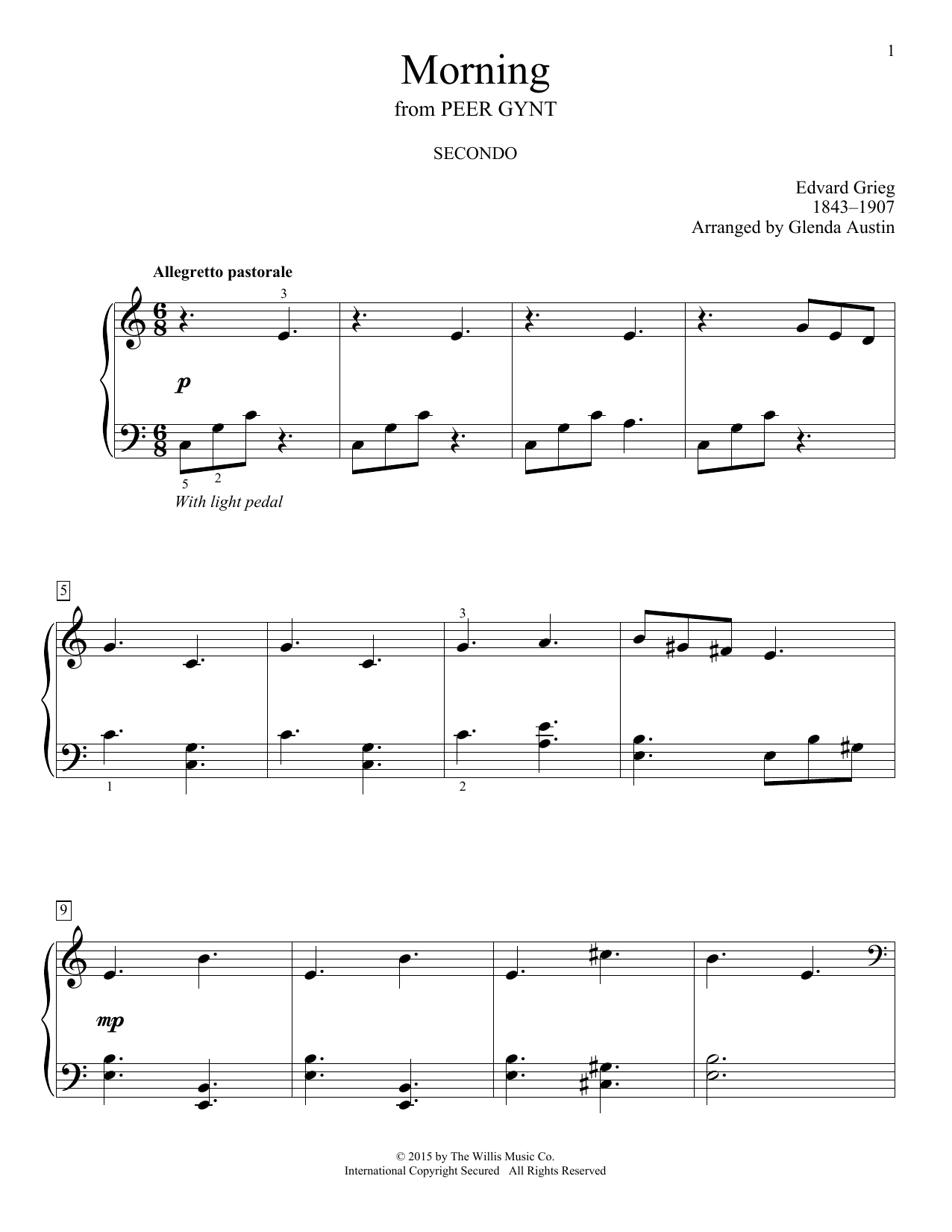 Download Edvard Grieg Morning Sheet Music and learn how to play Piano Duet PDF digital score in minutes