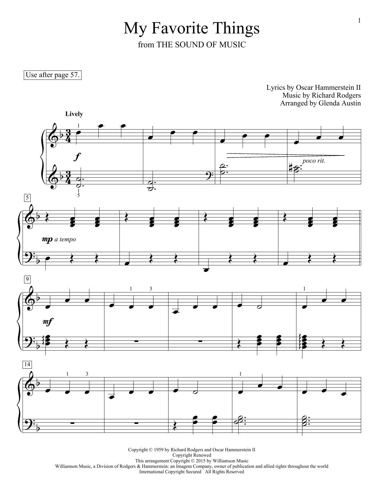 Download Rodgers & Hammerstein My Favorite Things Sheet Music and learn how to play Easy Piano PDF digital score in minutes