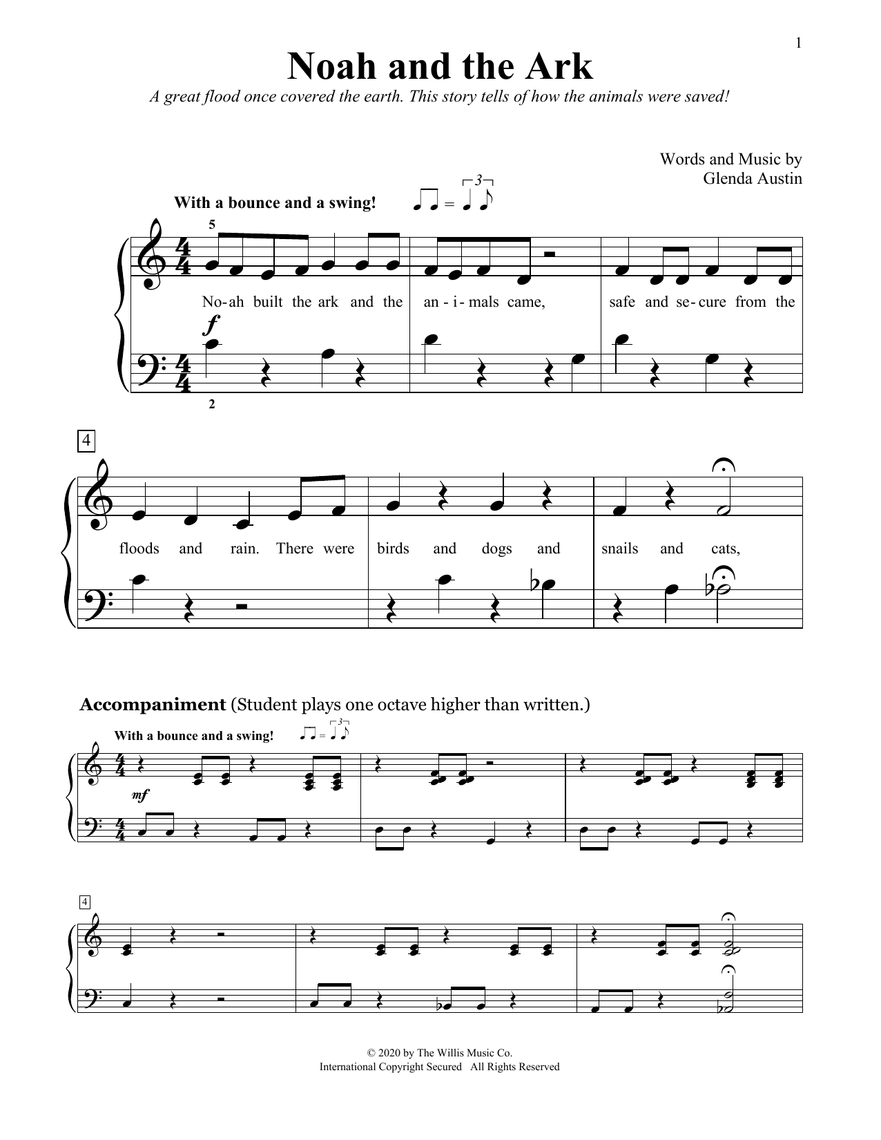 Download Glenda Austin Noah And The Ark Sheet Music and learn how to play Educational Piano PDF digital score in minutes