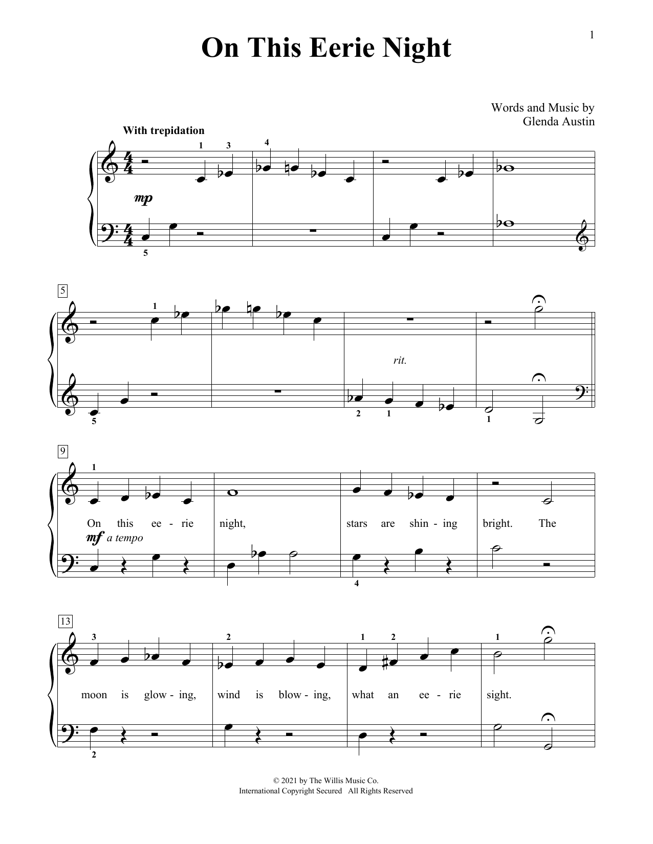 Download Glenda Austin On This Eerie Night Sheet Music and learn how to play Educational Piano PDF digital score in minutes