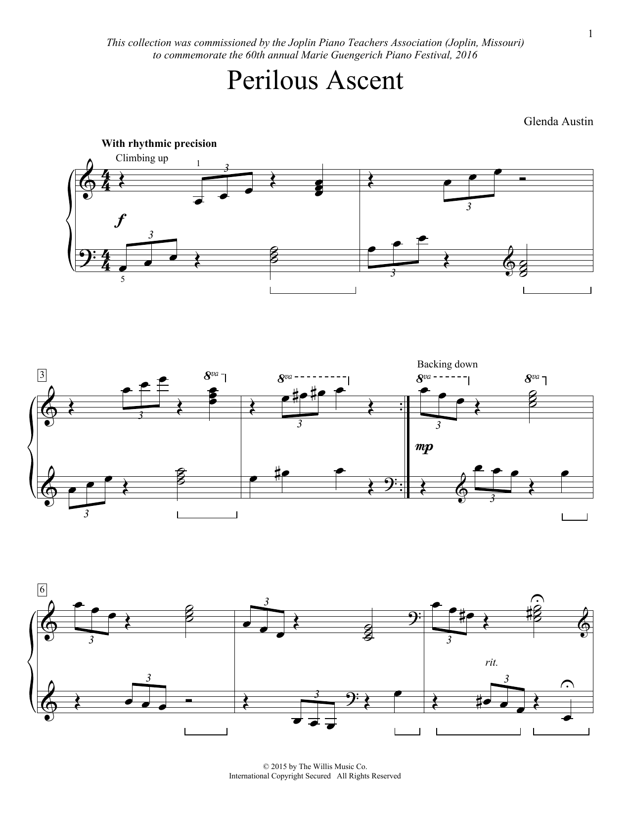Download Glenda Austin Perilous Ascent Sheet Music and learn how to play Easy Piano PDF digital score in minutes