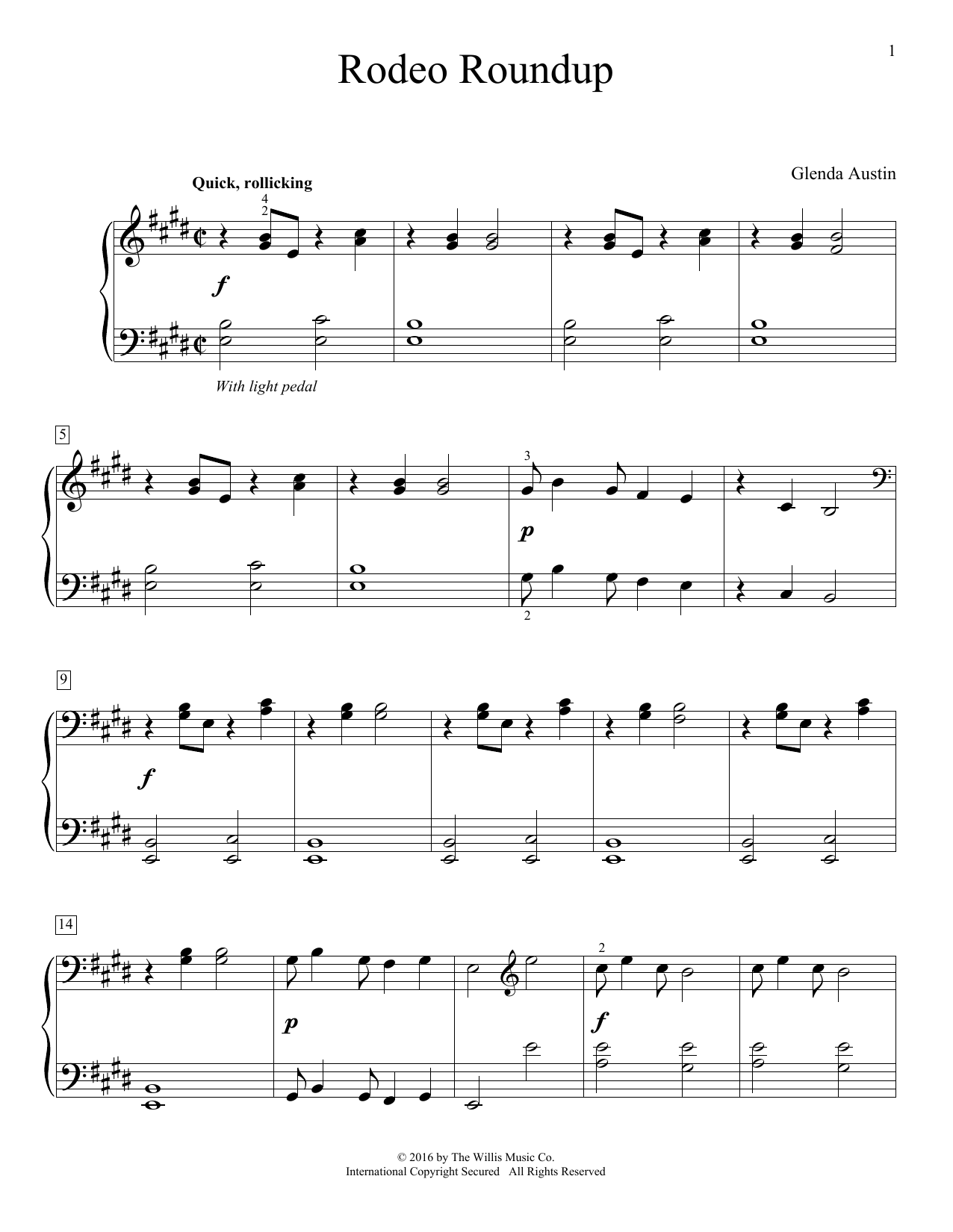 Download Glenda Austin Rodeo Roundup Sheet Music and learn how to play Piano PDF digital score in minutes