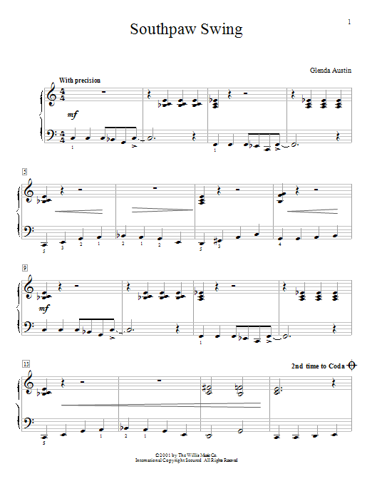 Download Glenda Austin Southpaw Swing Sheet Music and learn how to play Easy Piano PDF digital score in minutes