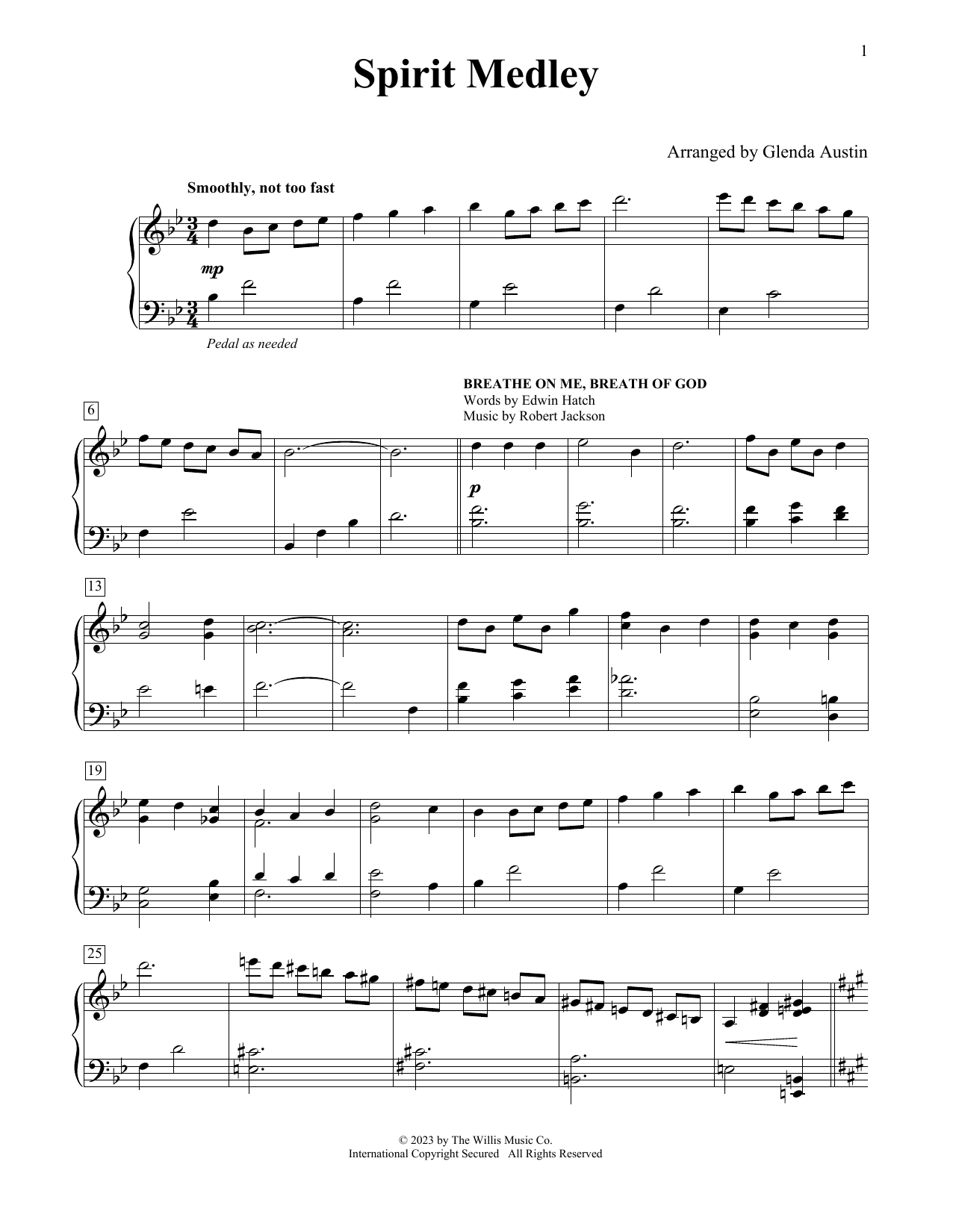 Download Glenda Austin Spirit Medley Sheet Music and learn how to play Educational Piano PDF digital score in minutes