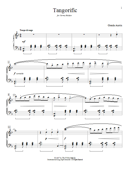 Download Glenda Austin Tangorific Sheet Music and learn how to play Easy Piano PDF digital score in minutes