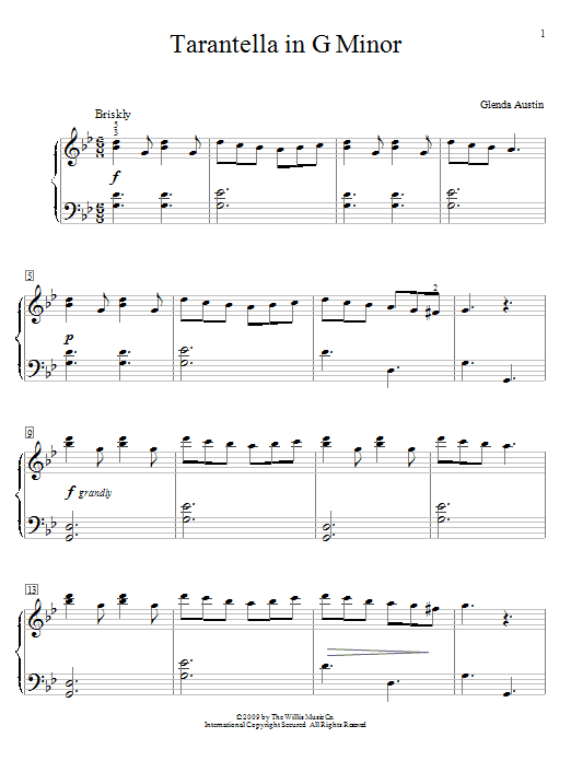 Download Glenda Austin Tarantella In G Minor Sheet Music and learn how to play Easy Piano PDF digital score in minutes