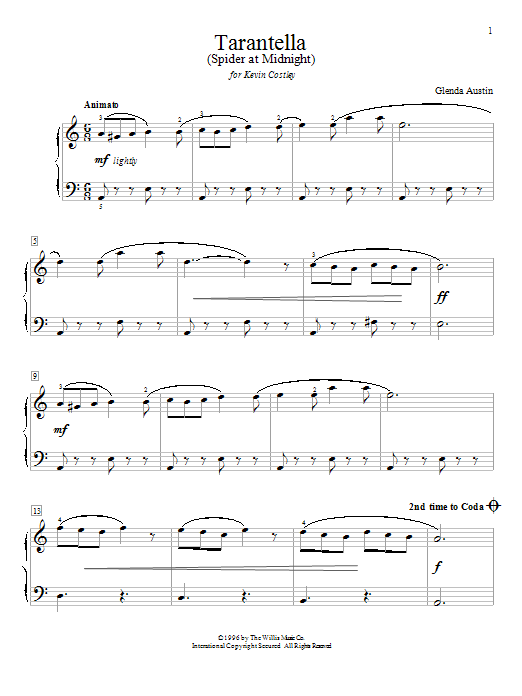 Download Glenda Austin Tarantella (Spider At Midnight) Sheet Music and learn how to play Easy Piano PDF digital score in minutes