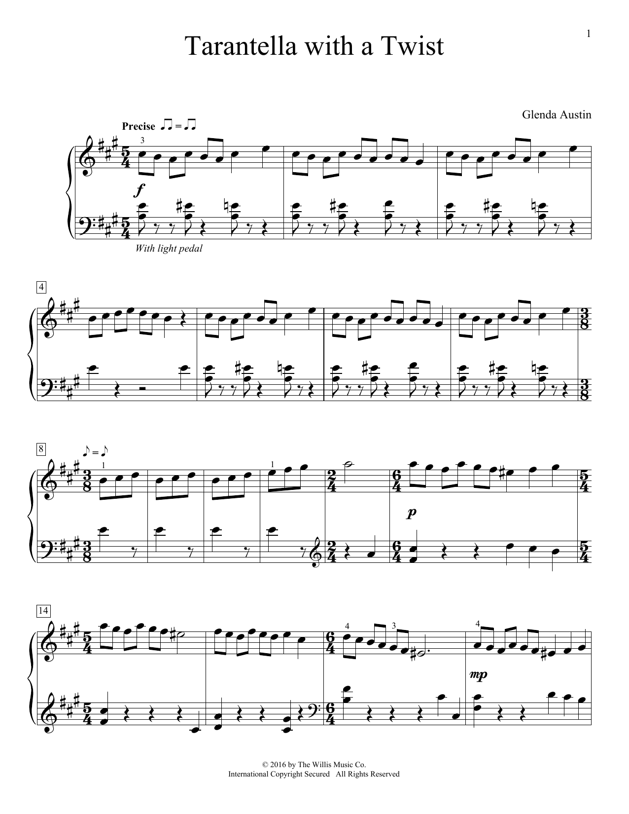 Download Glenda Austin Tarantella With A Twist Sheet Music and learn how to play Piano PDF digital score in minutes