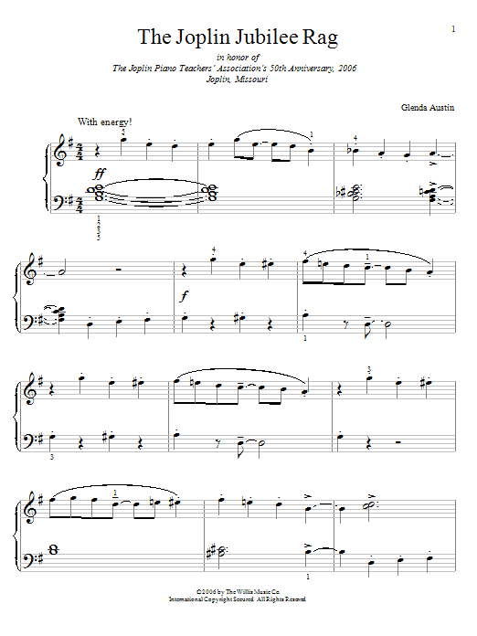 Download Glenda Austin The Joplin Jubilee Rag Sheet Music and learn how to play Easy Piano PDF digital score in minutes