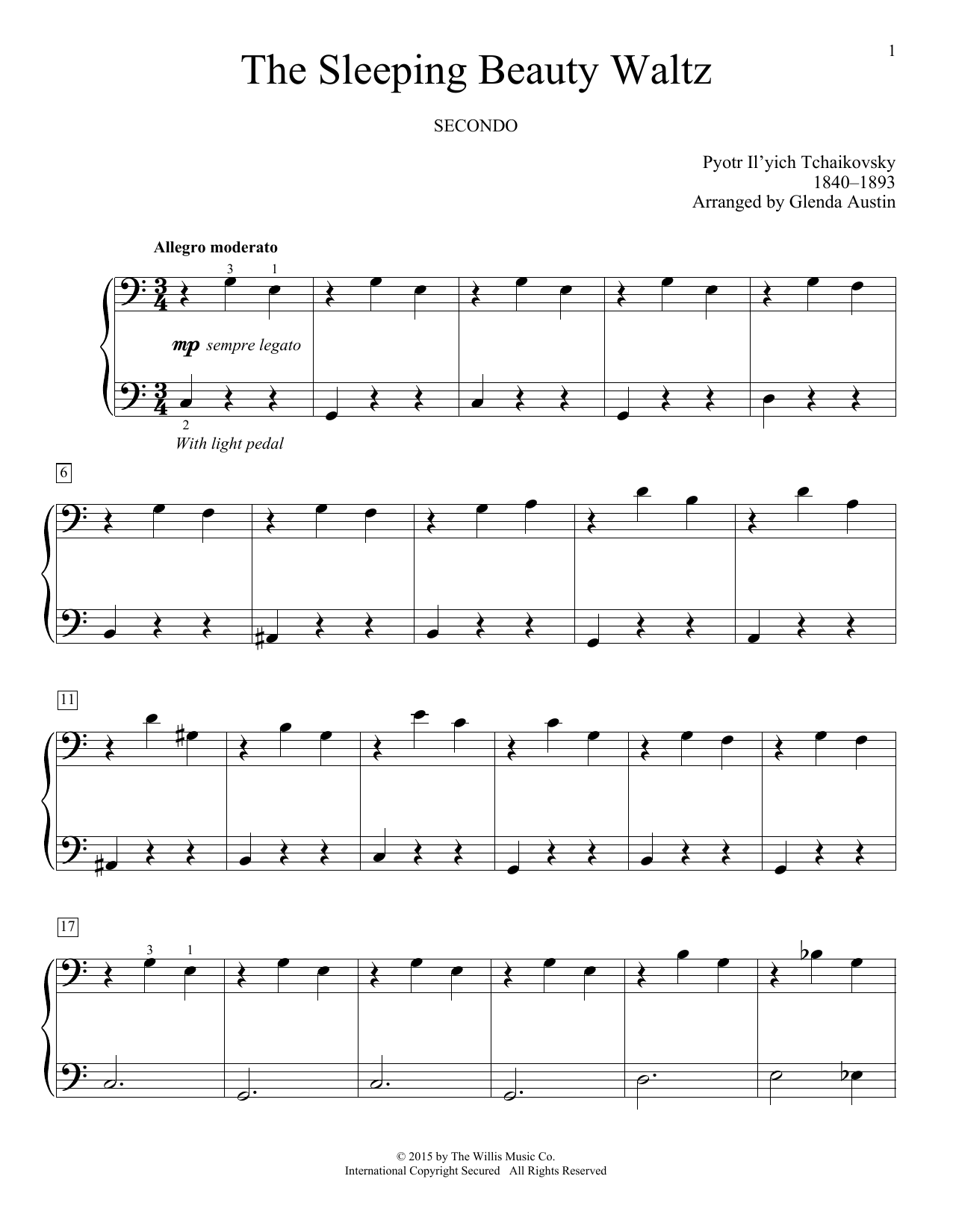 Download Pyotr Ilyich Tchaikovsky The Sleeping Beauty Waltz Sheet Music and learn how to play Piano Duet PDF digital score in minutes