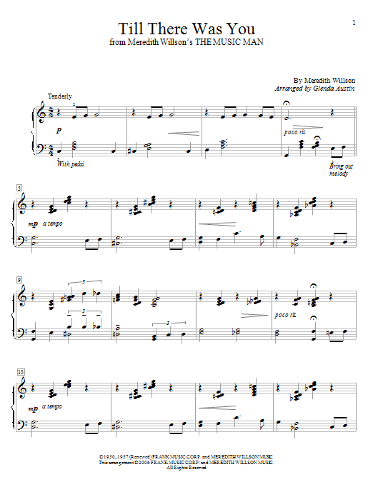 Download Meredith Willson Till There Was You Sheet Music and learn how to play Easy Piano PDF digital score in minutes