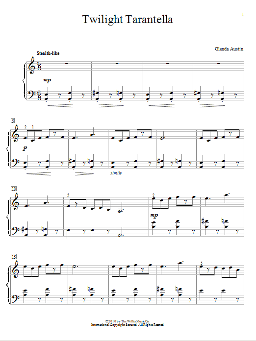 Download Glenda Austin Twilight Tarantella Sheet Music and learn how to play Easy Piano PDF digital score in minutes