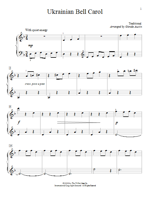 Download Traditional Ukrainian Bell Carol Sheet Music and learn how to play Easy Piano PDF digital score in minutes