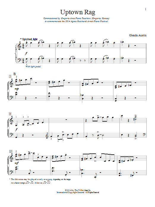 Download Glenda Austin Uptown Rag Sheet Music and learn how to play Easy Piano PDF digital score in minutes
