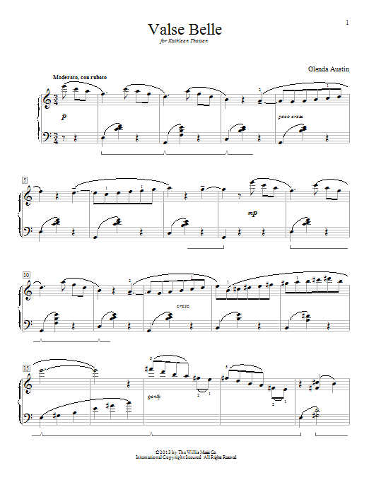 Download Glenda Austin Valse Belle Sheet Music and learn how to play Easy Piano PDF digital score in minutes
