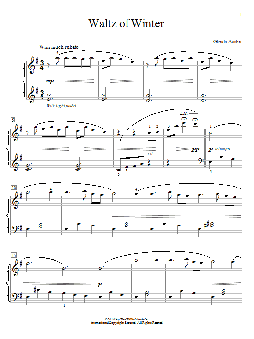 Download Glenda Austin Waltz Of Winter Sheet Music and learn how to play Easy Piano PDF digital score in minutes