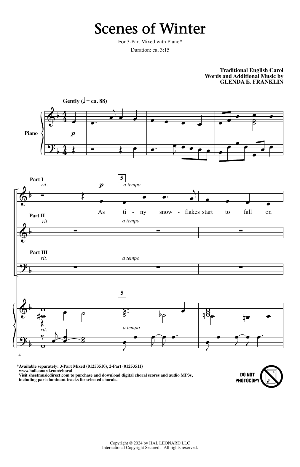 Download Glenda E. Franklin Scenes Of Winter Sheet Music and learn how to play 2-Part Choir PDF digital score in minutes