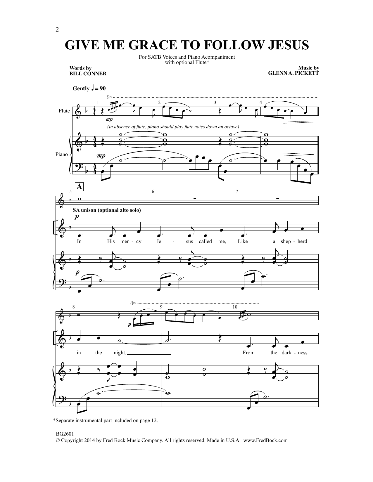 Download Glenn A. Pickett Give Me Grace to Follow Jesus Sheet Music and learn how to play SATB Choir PDF digital score in minutes