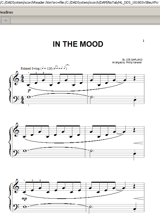 Download Phillip Keveren In The Mood Sheet Music and learn how to play Piano (Big Notes) PDF digital score in minutes