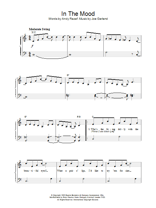 Download Glenn Miller In The Mood Sheet Music and learn how to play Piano PDF digital score in minutes
