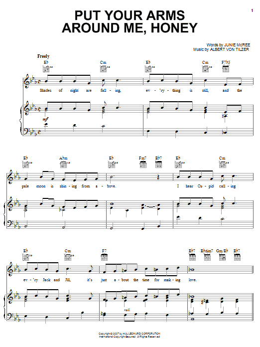 Download Glenn Miller Put Your Arms Around Me, Honey Sheet Music and learn how to play Piano, Vocal & Guitar (Right-Hand Melody) PDF digital score in minutes