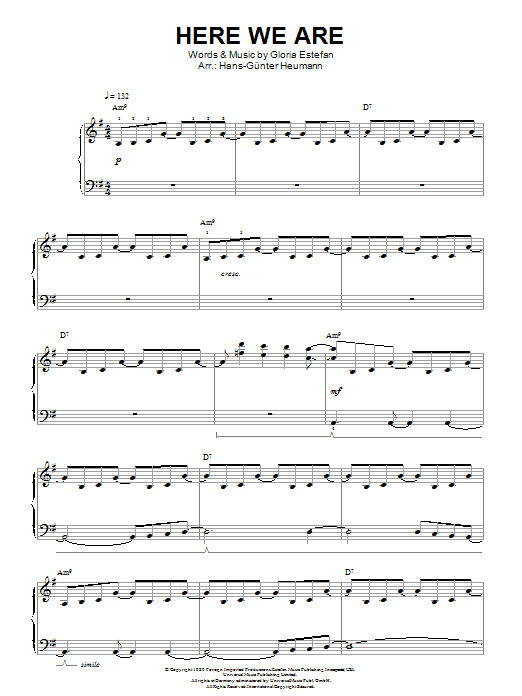 Download Gloria Estefan Here We Are Sheet Music and learn how to play Piano & Vocal PDF digital score in minutes