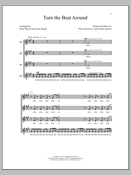 Download Gloria Estefan Turn The Beat Around (arr. Deke Sharon) Sheet Music and learn how to play SSAA Choir PDF digital score in minutes
