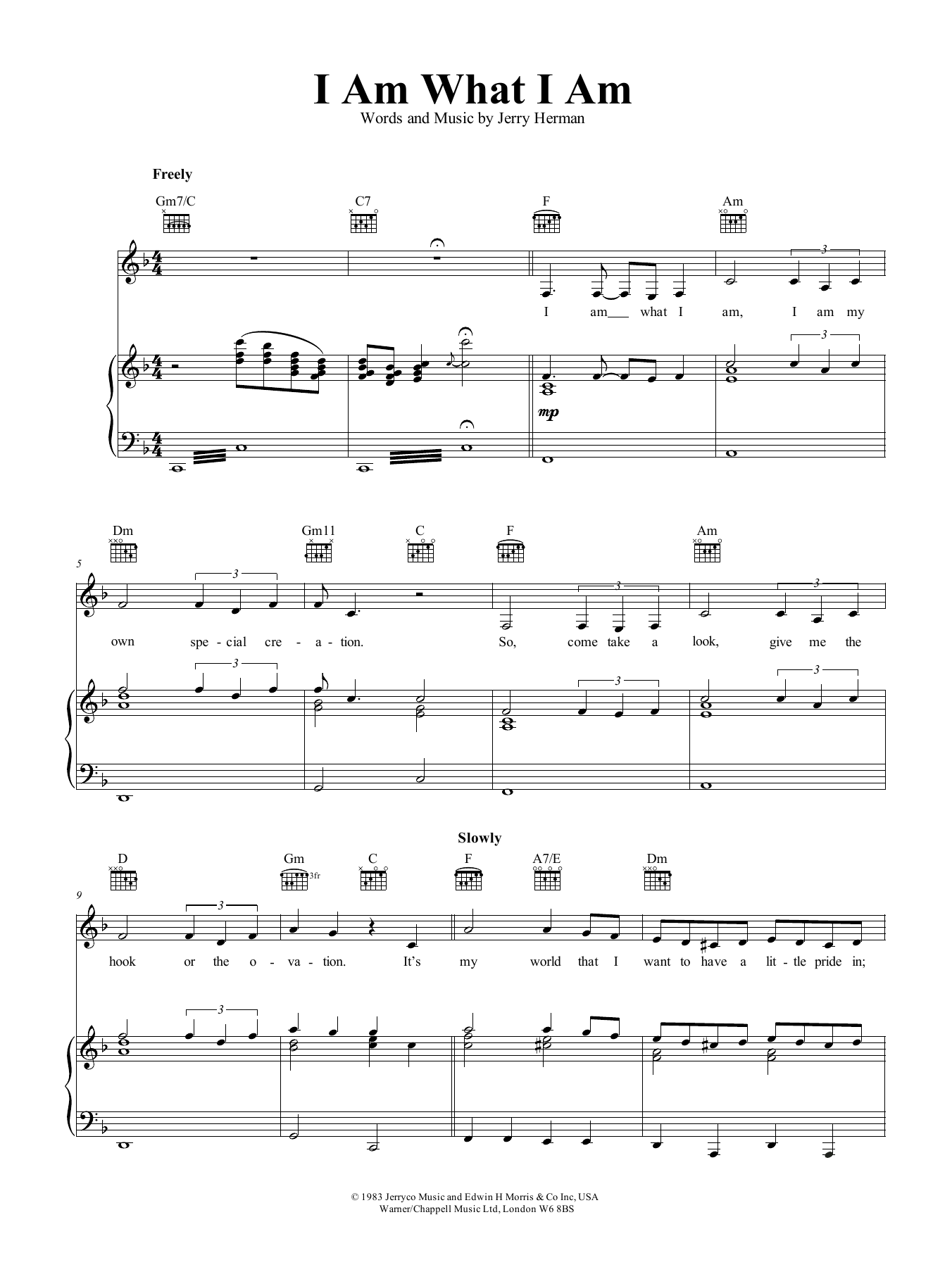 Download Gloria Gaynor I Am What I Am Sheet Music and learn how to play Piano, Vocal & Guitar (Right-Hand Melody) PDF digital score in minutes