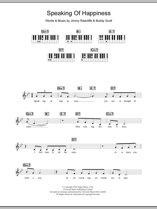 Download Gloria Lynne Speaking Of Happiness Sheet Music and learn how to play Keyboard PDF digital score in minutes