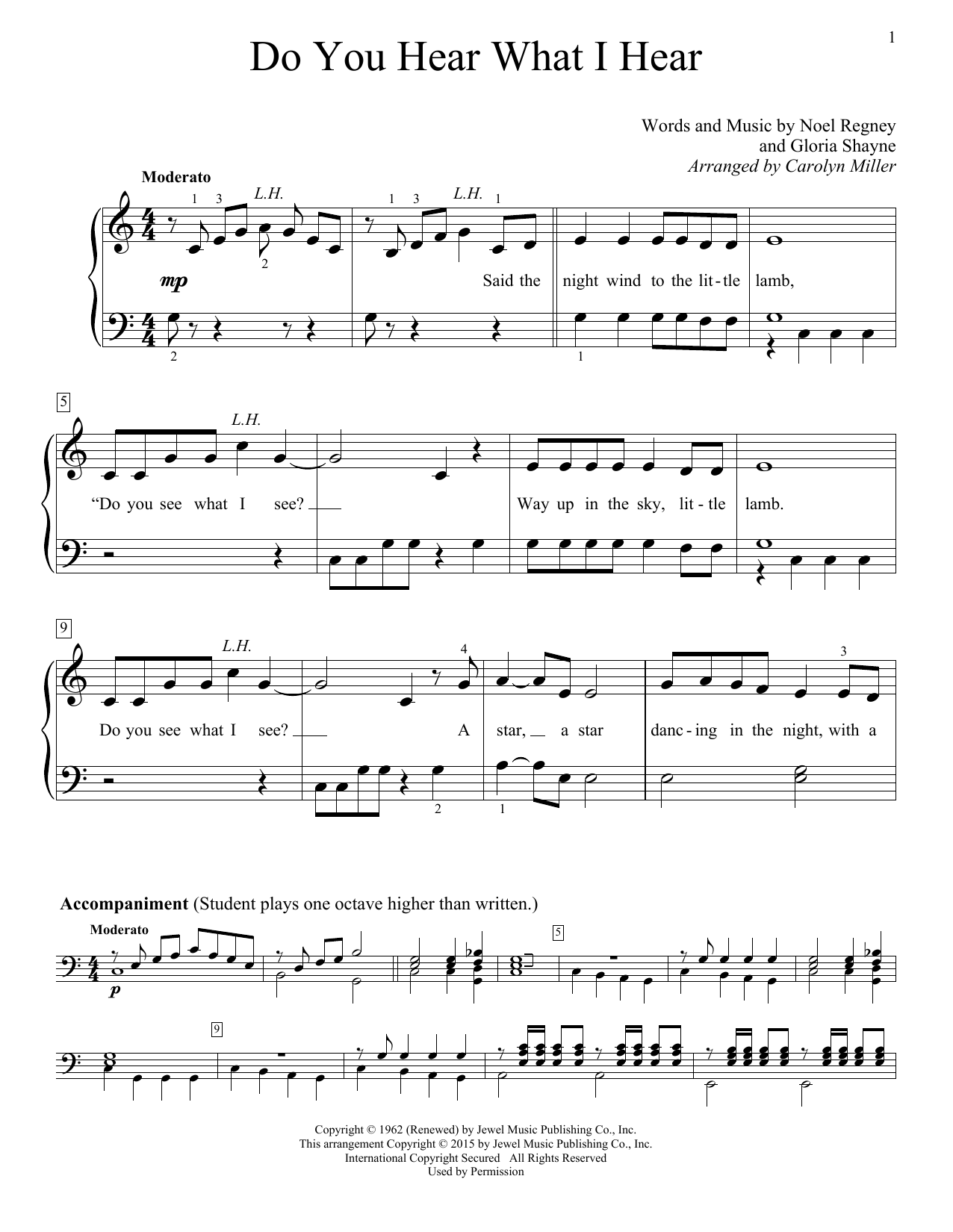 Download Gloria Shayne Do You Hear What I Hear Sheet Music and learn how to play Easy Piano PDF digital score in minutes