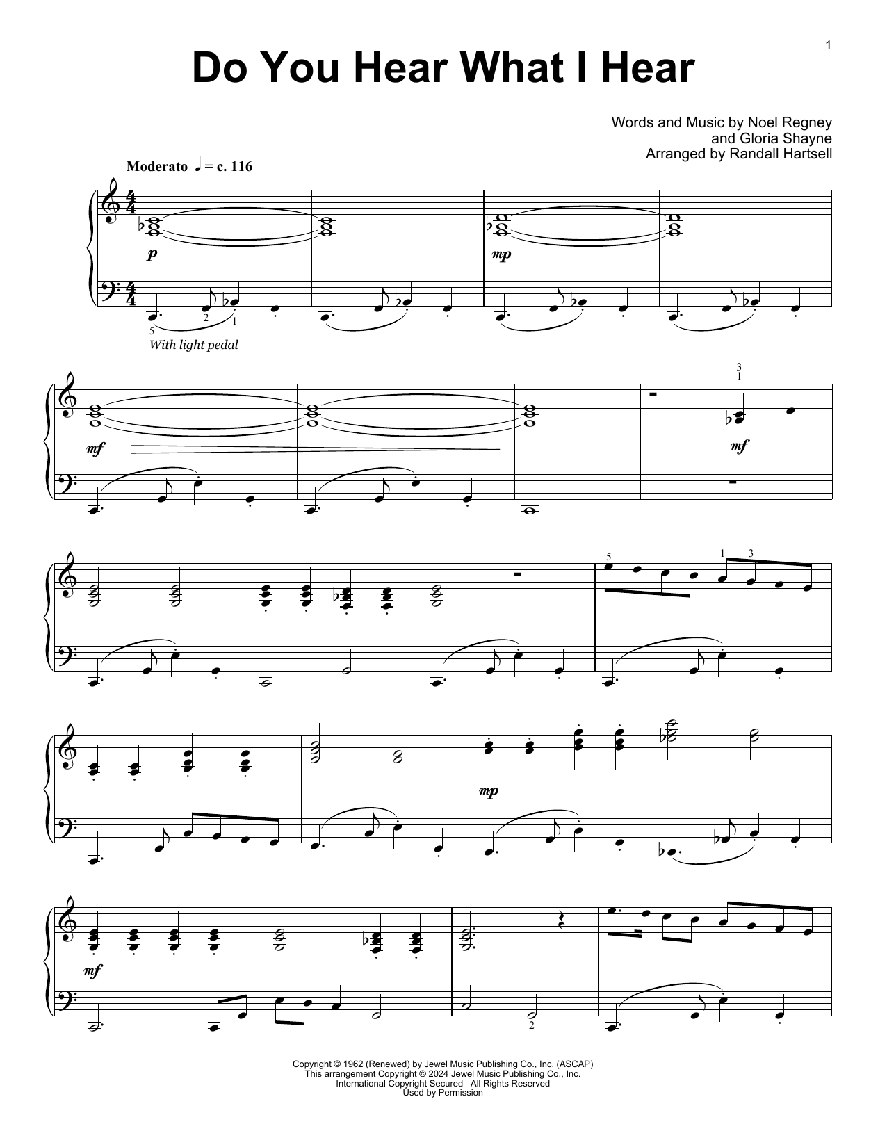 Download Gloria Shayne Do You Hear What I Hear (arr. Randall Hartsell) Sheet Music and learn how to play Educational Piano PDF digital score in minutes