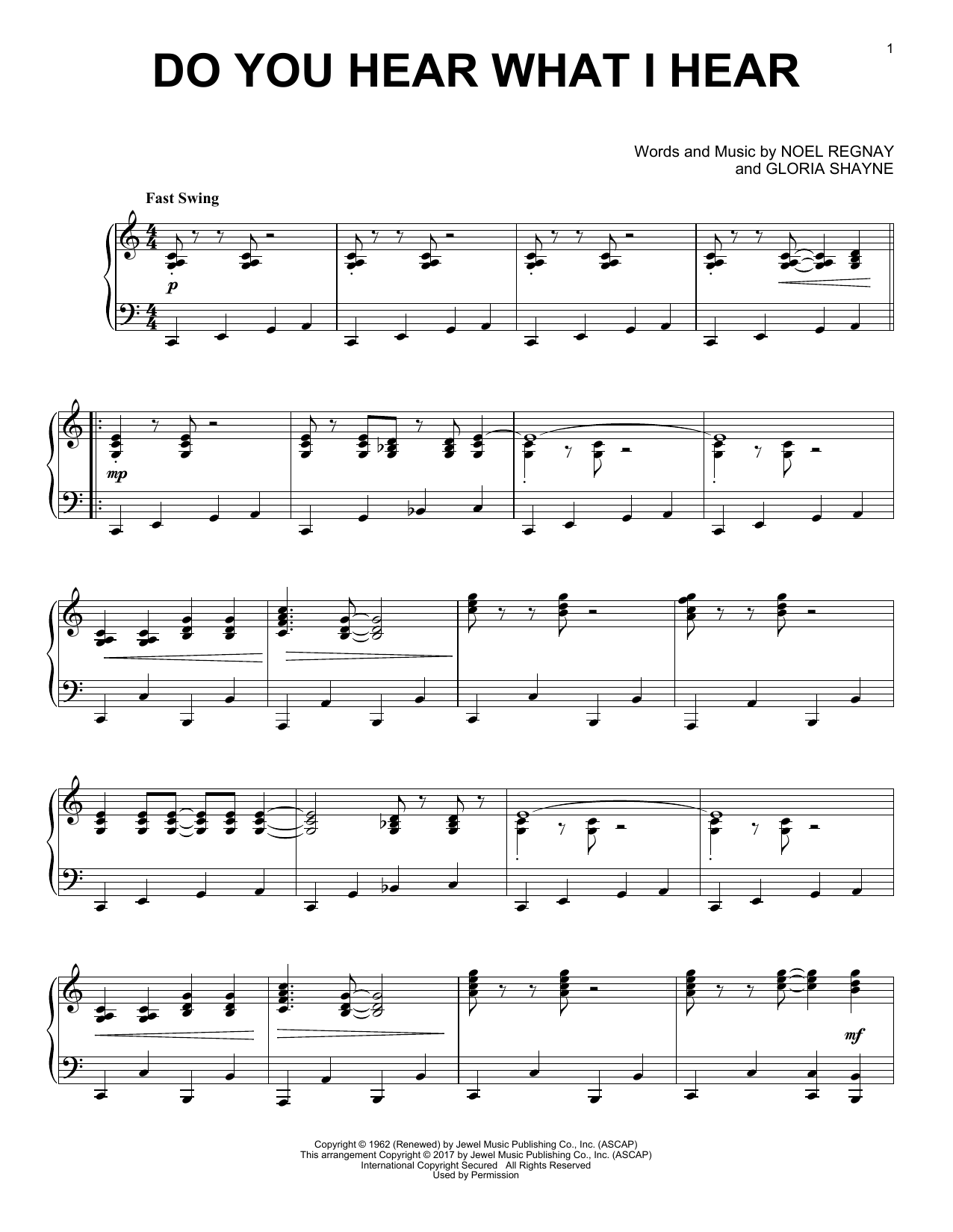 Download Gloria Shayne Do You Hear What I Hear Sheet Music and learn how to play Piano PDF digital score in minutes
