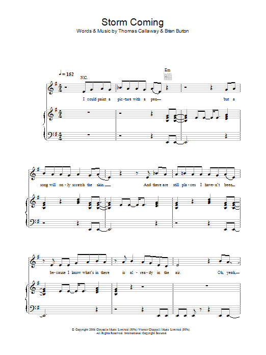 Download Gnarls Barkley Storm Coming Sheet Music and learn how to play Piano, Vocal & Guitar PDF digital score in minutes