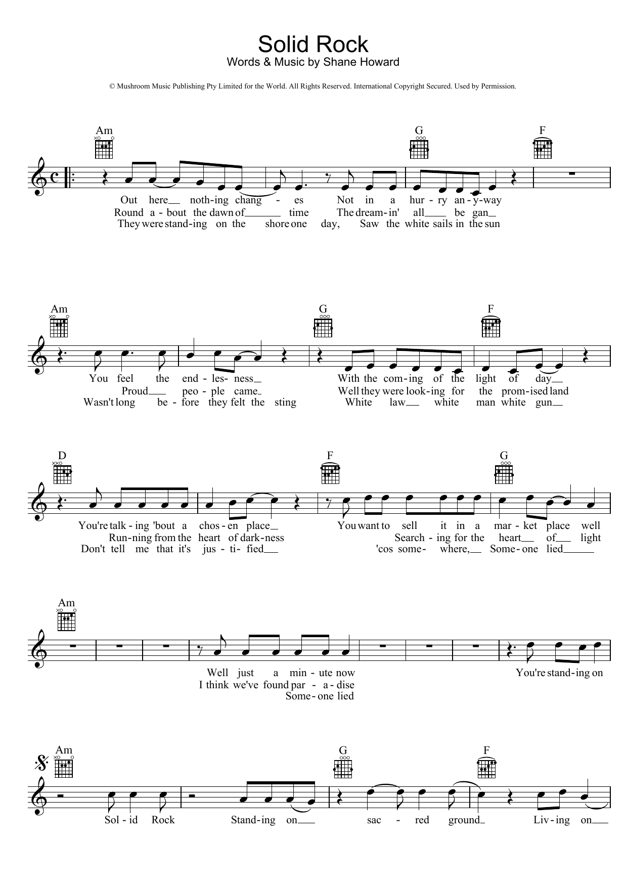 Download Goanna Solid Rock Sheet Music and learn how to play Melody Line, Lyrics & Chords PDF digital score in minutes